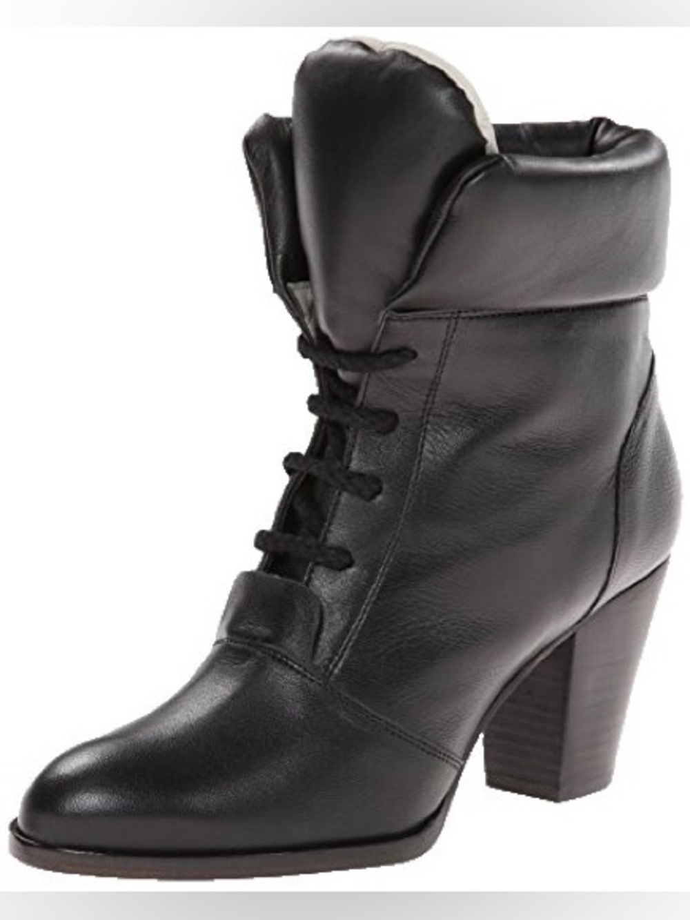 Plomo Carla Bootie premium all goat leather Black Lace-Up Ankle Boot mid-heel 41